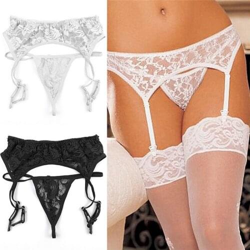 1 Set Hollowed-out Lace Mesh Gauze Ultra-thin Perspective Garter Belt Sexy Stockings Anti-slip Size Socks Clip