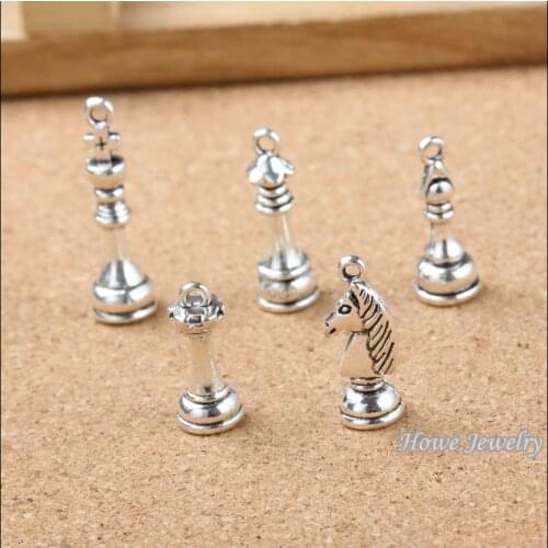 120 pcs Vintage Charms International chess Pendant Antique silver Fit Bracelets Necklace DIY Metal Jewelry Making 20126