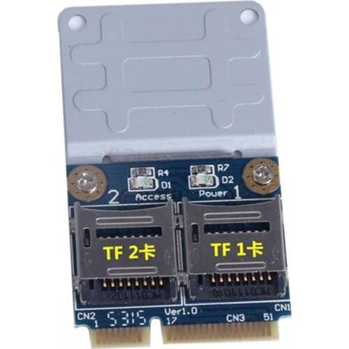 2 ports SSD HDD for Laptop Dual Micro SD SDHC SDXC to Mini PCI-e Memory Card reader mPCIe to 2 mini-sdcards adapter