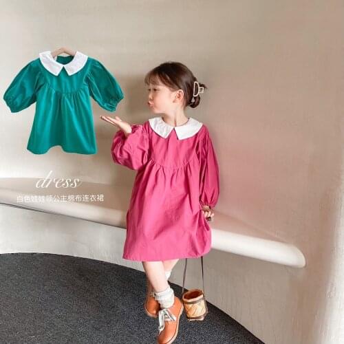 2021 Korea style girls dress fashion cotton autumn girls dresses kids clothes 1-7 years