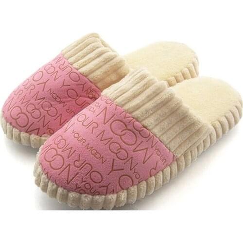 2021 Autumn Winter Warm Non-Slip Slipper Men Women Warm Rubber Sole Sewing Indoor Soft Plush Shoes Cotton-padded Home Slippers