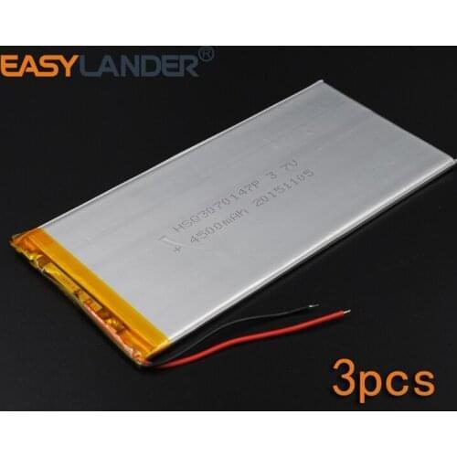 3pcs/Lot 3.7V 4500mAh 3070147 Rechargeable li Polymer Li-ion Battery For Bluetooth Notebook Tablet PC electronics safety lamp