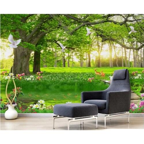 3d wallpaper custom photo Green tree forest landscape home improvement 3d wall mural wallpaper for walls 3 d print fabric