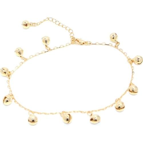 5pcs Wholesale Foreign Trade Simple Beach Ladies Anklet Foot Accessories Metal Chain Trend Fashion Golden Bell Female Feet Bare