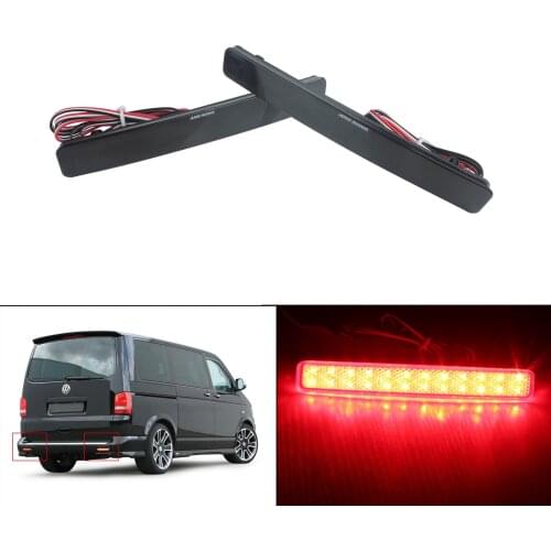 ANGRONG 2X Black Lens LED Rear Bumper Reflector Reverse Tail Light For VW Transporter T5 Caravelle