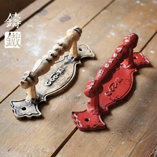 Antique Wooden Interior Door Handle Iron Cabinet Handles Sliding Door Handle Barn Door Handle for Furniture Handle Hardware