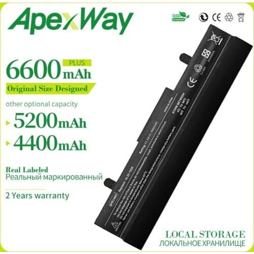 Apexway 6 Cells Laptop Battery for ASUS AL31-1005 AL32-1005 ML32-1005 PL32-1005 Eee PC 1001 1005 1005H 1005HA 1101HA 1005PX