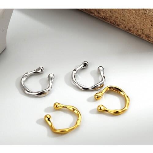 XIHA Irregular Simple Korean Ear Cuff for Women Men Non Pierced Ears 925 Sterling Silver Clip on Earrings Trend Bohemian Jewelry