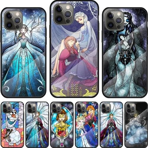 Snow Queen Disney Tempered Glass Cover For Apple IPhone 12 Mini 11 Pro XS MAX XR X 8 7 6S 6 Plus Phone Case Coque