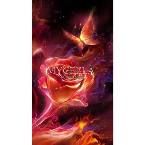 Decor Crafts 5D DIY Fire rose butterfly Full Diamond Painting Needlework Embroidery Rhinestone Cross Stitch Handmade Paintings