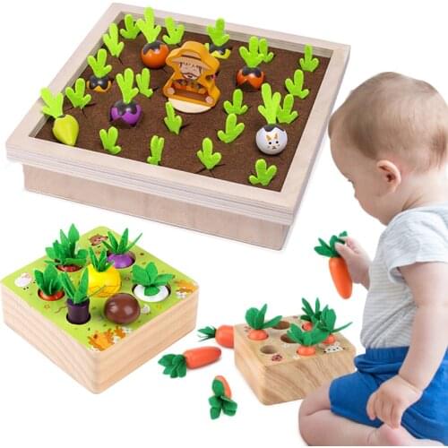 Wooden Toys Baby Montessori Toy Set Pulling Carrot Matching Size Cognition Toys for Children New Year Gifts