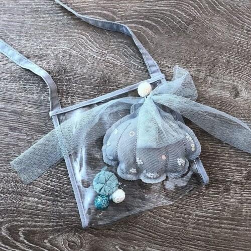 Kids Bags Starfish Shoulder Messenger Bags Baby Girl PVC Transparent Flap Fur Ball Child Birthday Gift Princess Lace Travel Bags
