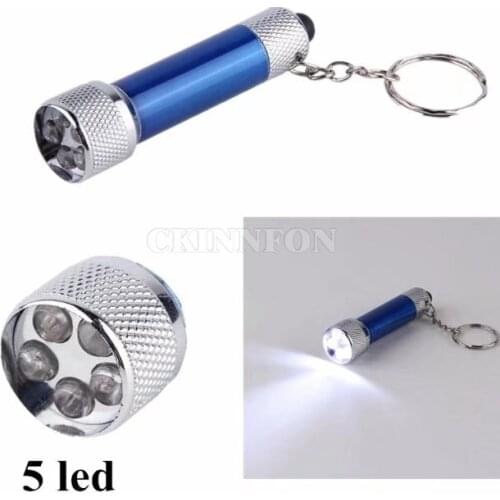 DHL 500PCS Portable 5 LED Mini Flashlight Light Torch Aluminum Keychain KeyRing Chain B3 (Color: Blue)