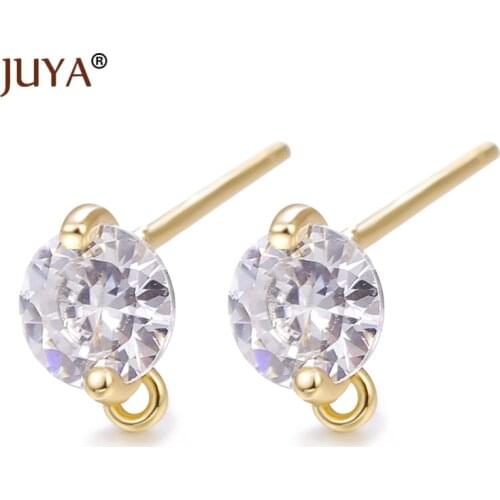 DIY Earrings Jewelry Components Hypoallergenic Stud Earrings Hooks Micro-inlaid Zircon Plated 14 K Real Gold Earring Accessory