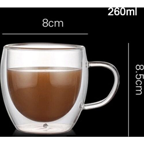 Double Wall Insulated Glasses Espresso Mugs High Temperature Resistant Thick Transparent Glass Cup B99