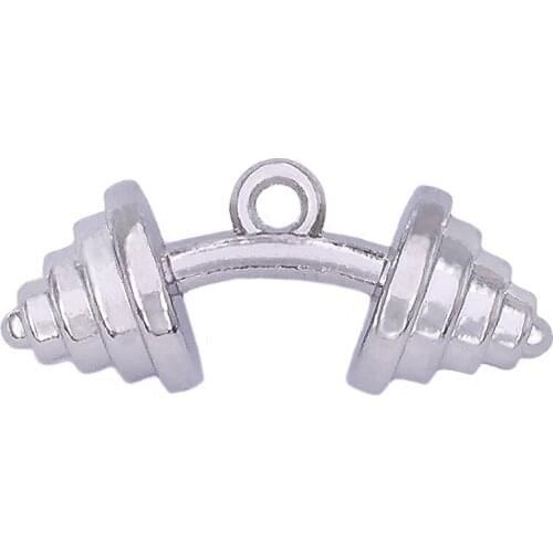 Eco friendly Alloy 3D design barbell charms Dumbbell Pendants For jewelry Making
