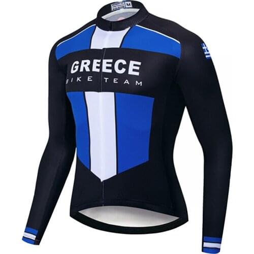 Greece Thin or fleece Autumn or Winter black Long Sleeve Cycling clothing Breathable Anti-UV Bicycle Wear Sleeve Cycling Jersey