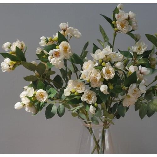 Artificial tea rose flowers branch flowers and buds fake flowers home wedding decor faux flower