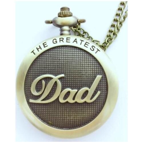 Antique Bronze Dad Pattern Quartz Pocket Watch with Necklace Watch Fathers Day Gift watches