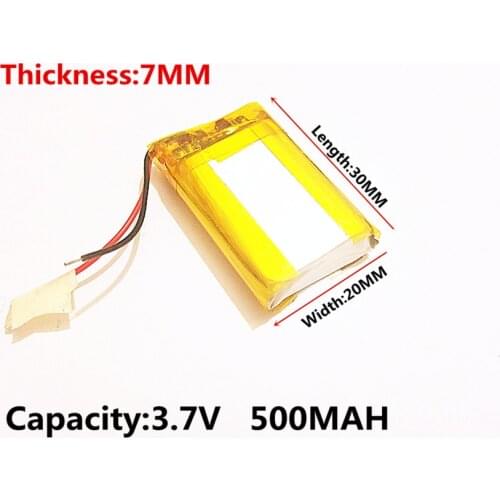 Li-po Polymer lithium battery 3.7 V, 702030 500MAH can be customized wholesale CE FCC ROHS MSDS quality certification