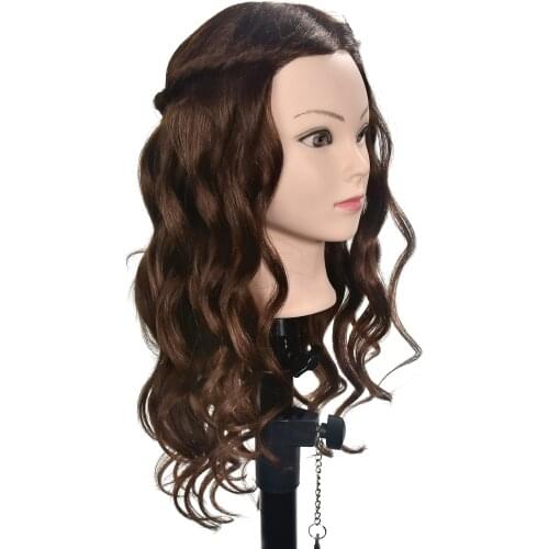 50cm Barber Salon Black Brown Hair Practicing Head Hairdressing Styling Mannequin Model
