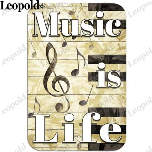 Metal Tin Plate Music Is The Letter of Life Vintage Plaque Simple Black and White Bar Club Family Decoration 20X30Cm