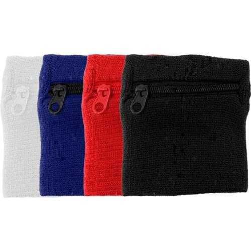 4 Pieces Multifunctional Sport Cycling Wristband Zipper Wallet Sweatband Pocket