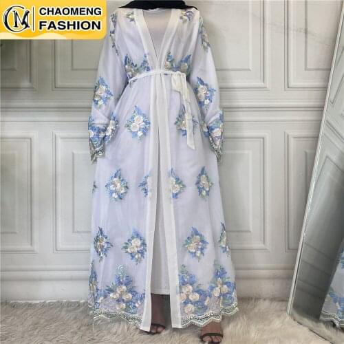 Eid Mubarak Fashion Embroidery Kimono Dubai Abaya Kaftan Caftan Turkish Islamic Clothing Muslim For Women Cardigan Ramadan Robe