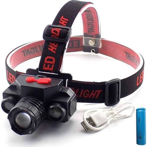 3 Led XPE COB USB rechargeable Headlamp headlight frontal head Lamp torch light Flashlight For Fishing camping 18650 battery