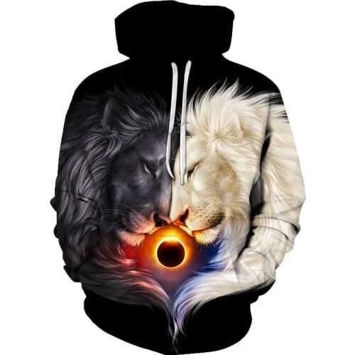 Novelty Flame Lion Hoodie Mens Animal Clothing Hoodie Funny Sweatshirt 3d Print Sportswear Unisex Clothing Autumn Winter Jacket