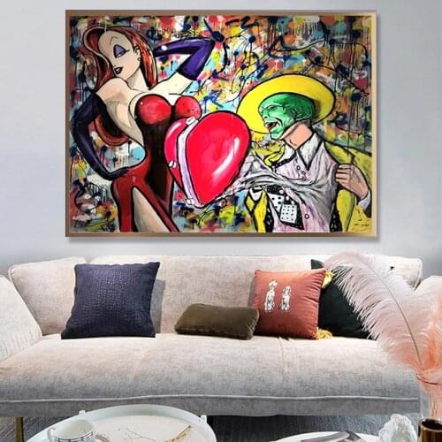 Flashy Colours Graffiti Movie The Mask Cartoon Canvas Painting Poster Print Wall Art Pictures for Living Room Wall Decor Cuadros