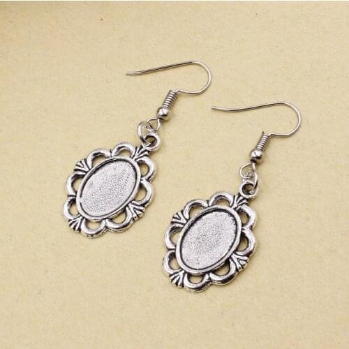 Fit 10x14mm Cabochons Oval Blank Setting Bezel Blank Cabochon Earring Base For DIY Earring Gift 10 Pairs/lot K05398