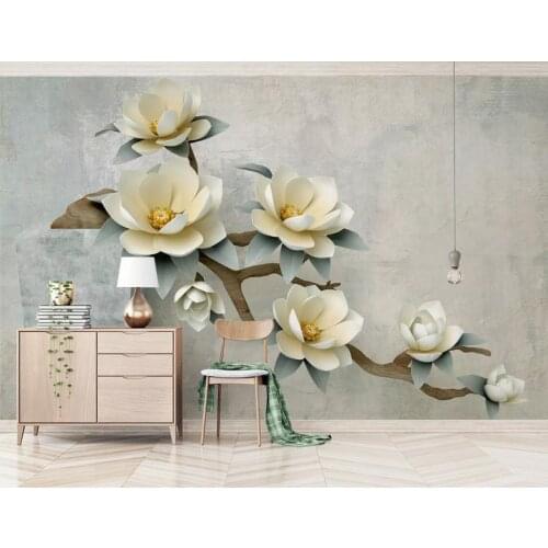 Embossed Floral Mural Wall Paper 3d Flowers Canvas Contact Paper Photo Wallpaper Papel De Parede Wallpapers for Living Room