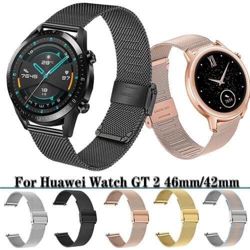 20/22mm Watch Band For Huawei Watch GT GT2 46mm 42mm Strap Watchband Milanese Bracelet Stainless Steel Strap For Xiaomi MI Watch