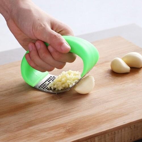 Stainless Steel Manual Garlic Press Manual Garlic Mincer Chopping Garlic Tools Curve Fruit Vegetable Tools Kitchen Gadgets
