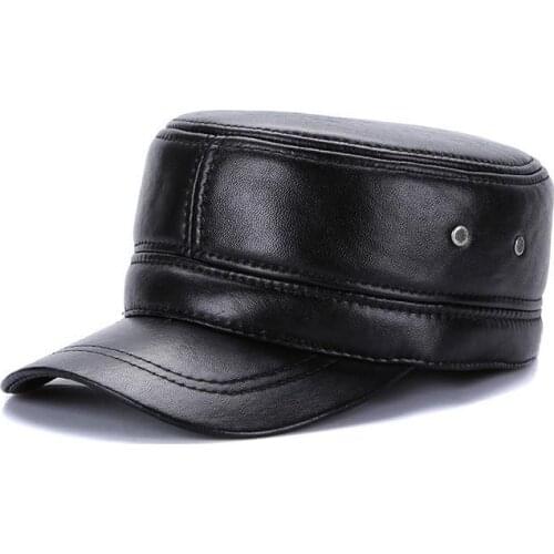 Sheep hat 2019 Genuine leather fur hat military hat general cadet cap baseball cap hat black sheepskin