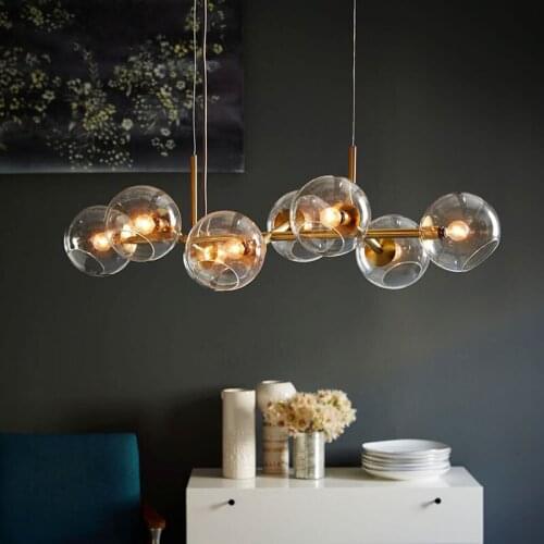 Nordic LED pendant lights Modern living room hanging lamps dining room bedroom villa luxury metal glass lighting fixture