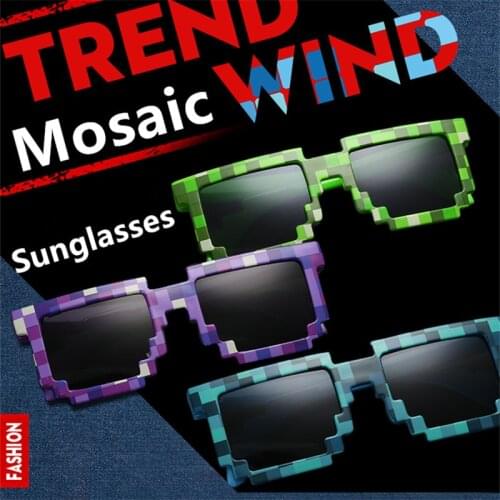 Mosaic Sunglasses Fashion Cosplay Grid Dazzling Glasses Colorful Plaid Sun Glasses