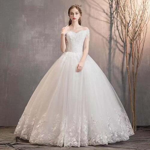 Wedding Dress Short Sleeves White Boat Neck Embroidery Pleat Floor-Length Luxurious New Plus Size Wedding Gowns For Women G259