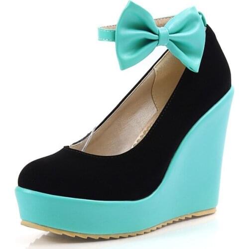 17 cross-border supply slope documentary shoes female waterproof bowknot heels color matching speed sell tong