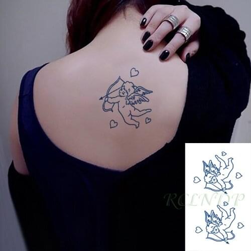 Waterproof Temporary Juice Tattoo Sticker Cupid Love Heart Pattern Lasting Tattoos Flash Tatoo Fake Tatto Art for Men Women