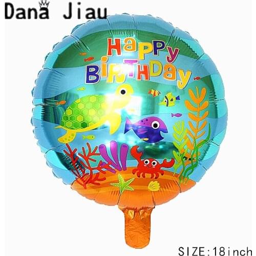 High quality 18INCH ocean animal shark HAPPY BIRTHDAY party foil balloon girl Mermaid princess theme toy wholesale fish