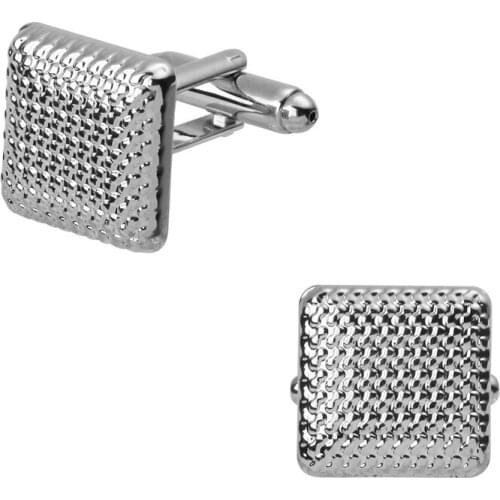 High quality fashion mens shirts Cufflinks Laser Metal Silvery Cufflinks box matte brass
