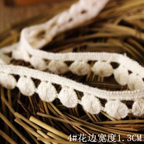 Z002 Wholesale 1.3cm 15yards/lot Beige Cotton Embroidered Lace Tassel Water Souble Lace for Decoration