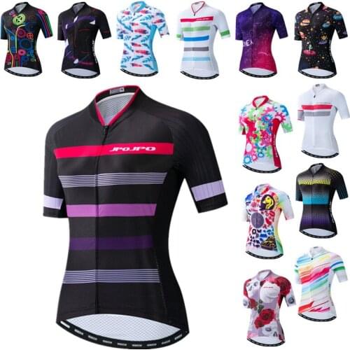 JPOJPO 2021 Women Cycling Jersey Short Sleeve Bicycle Clothing Best Quality Racing Sport Bike Team mtb Jersey Road Cycling Shirt