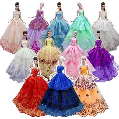 NK One Pcs 2020 Princess Wedding Dress Noble Party Gown For Barbie Doll Fashion Design Outfit Best Gift For Girl' Doll 058A JJ