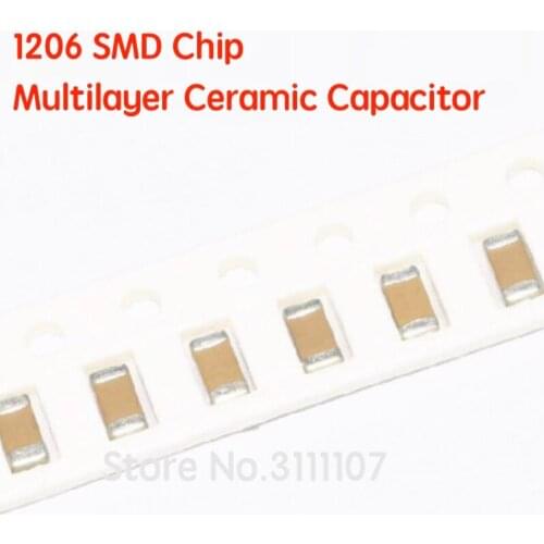 100PCS/LOT 1nf Error 10% 102 1NF 1206 SMD Thick Film Chip Multilayer Ceramic Capacitor