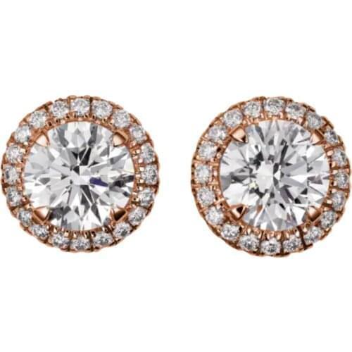 10K Au417 Rose Gold Women Stud Earrings Moissanite Diamonds Round Classic Elegant Wedding Party Engagement Anniversary Trendy