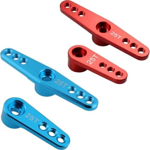 2Set 25T Aluminum RC Servo Arm Horn For Futaba Savox Xcore HL HSP HD Power RC Tools,Red & Blue