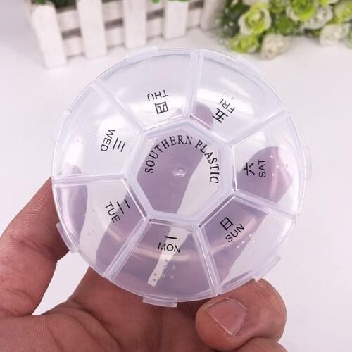 2PCS Circular Pill Box 7 Grids Round Daily Weekly Tablet Pill Splitter Medicine Pil Case Geneeskunde Houder Organizer Dispenser